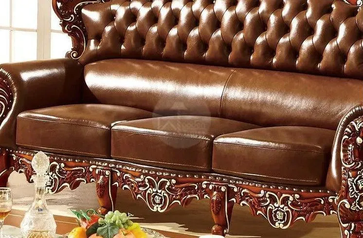 Wooden Twist Royal Antique Brown Hand Carved Teak Wood Sofa Set 3 1 1