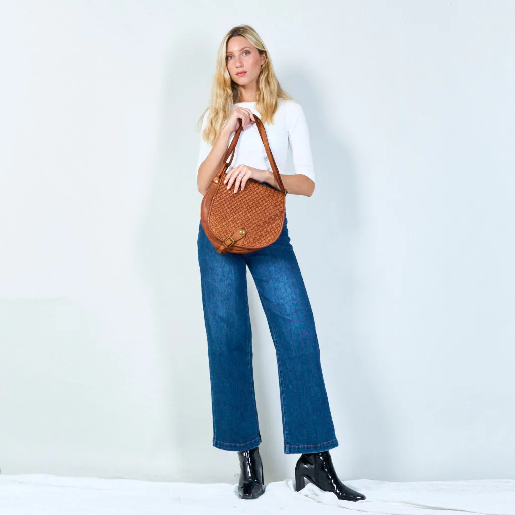 Woven leather vintage saddle bag wholesale