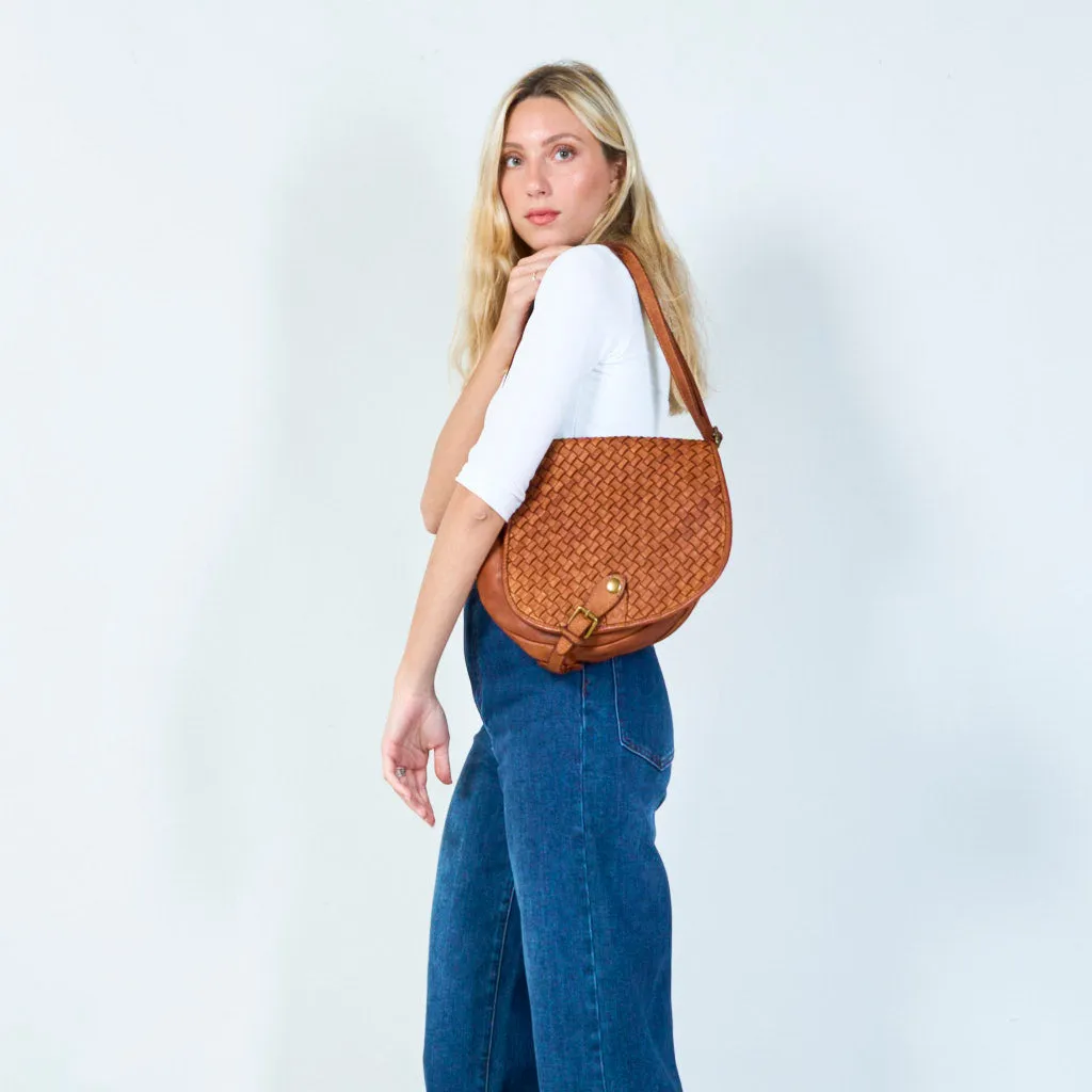 Woven leather vintage saddle bag wholesale