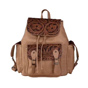 Wrangler Ladies Vintage Floral Tooled Light Brown Backpack WG12-9110BLBR