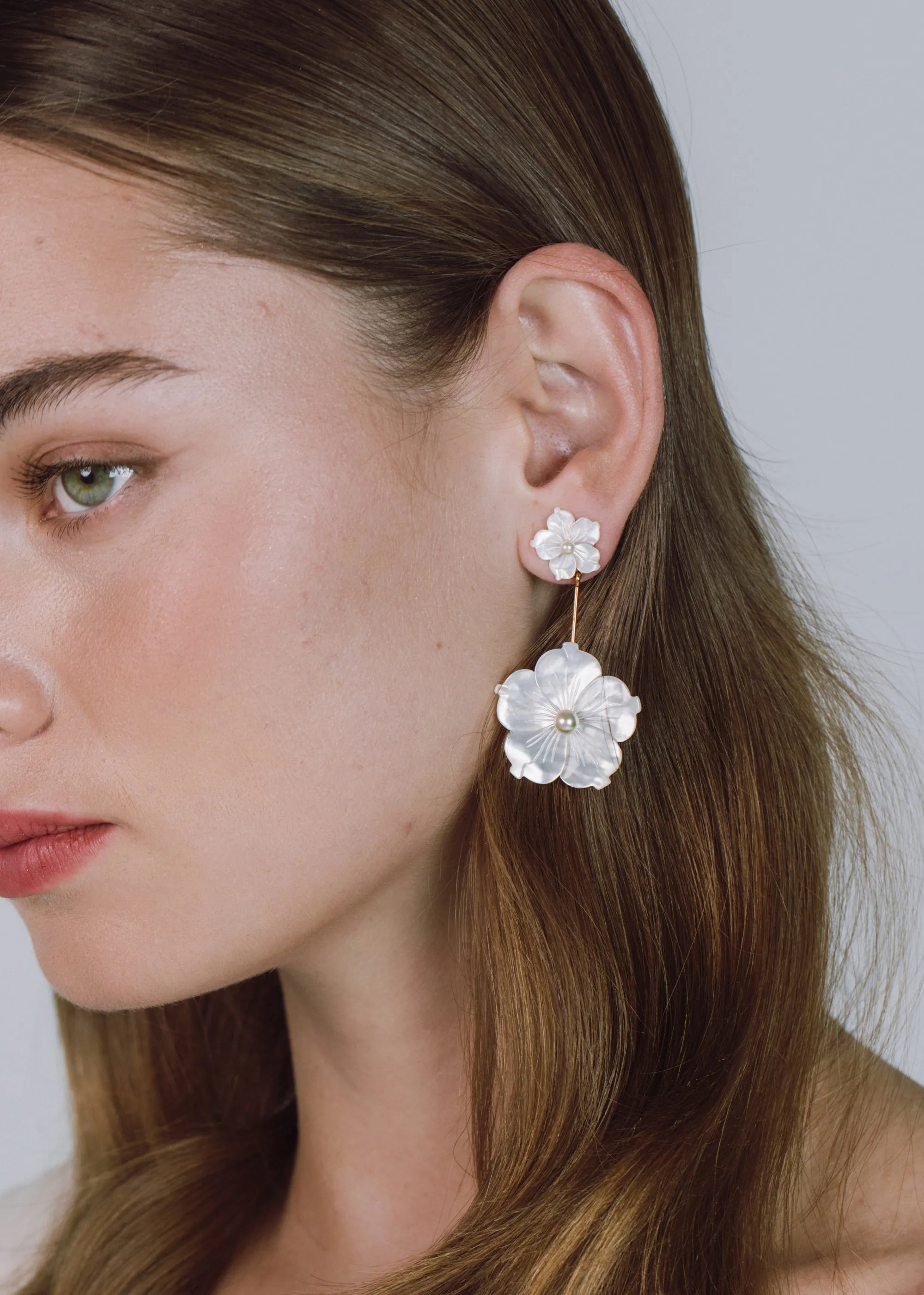 Zinnia Earrings -- Mother of Pearl