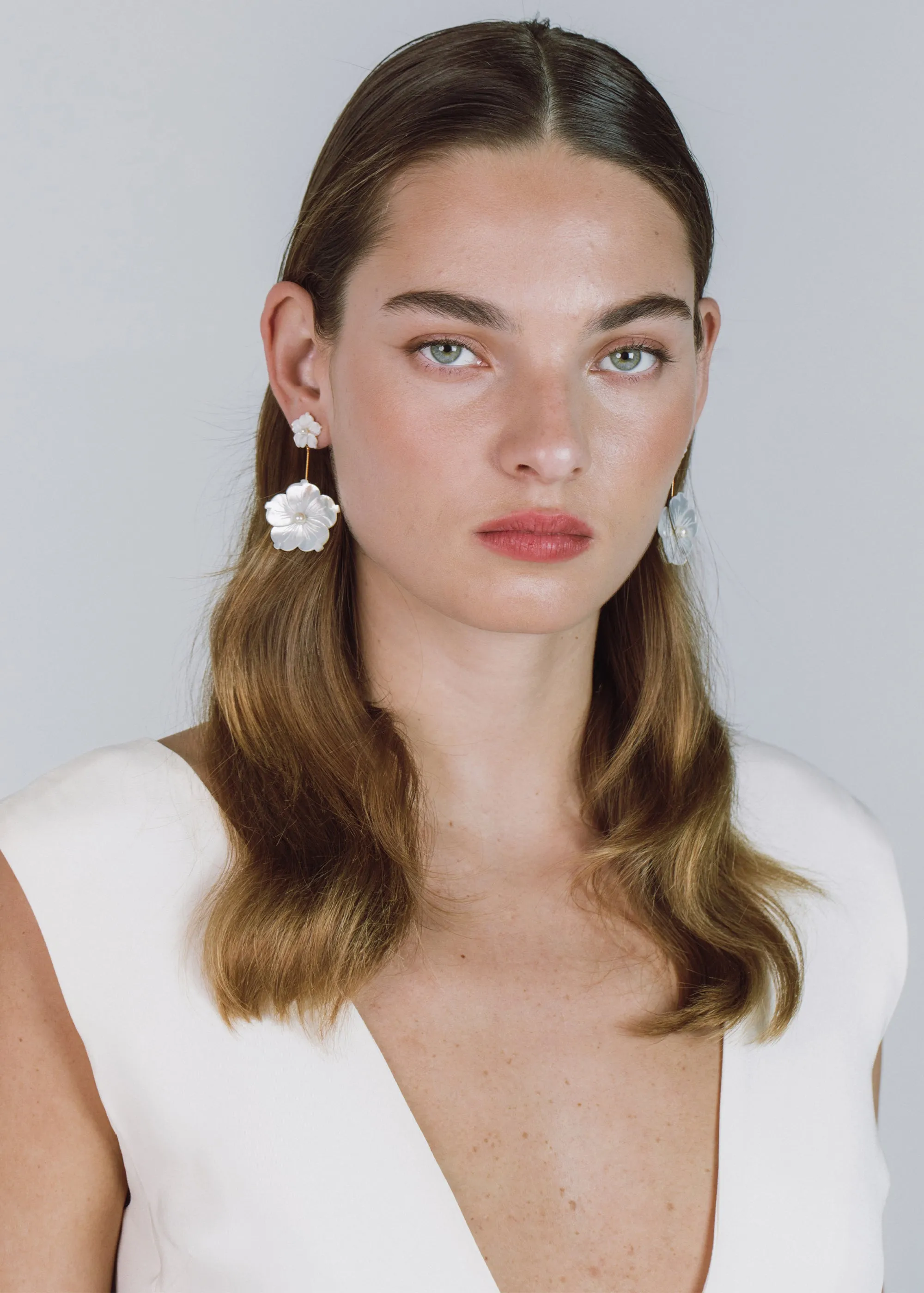 Zinnia Earrings -- Mother of Pearl