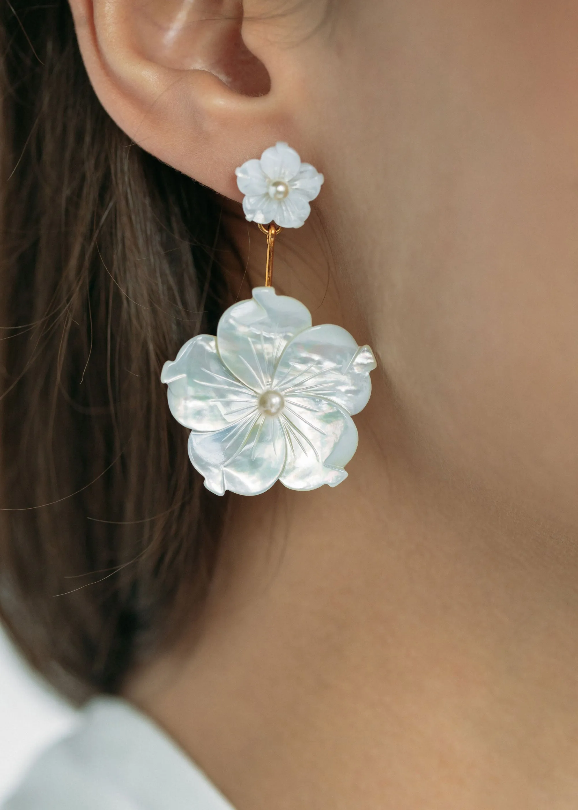 Zinnia Earrings -- Mother of Pearl