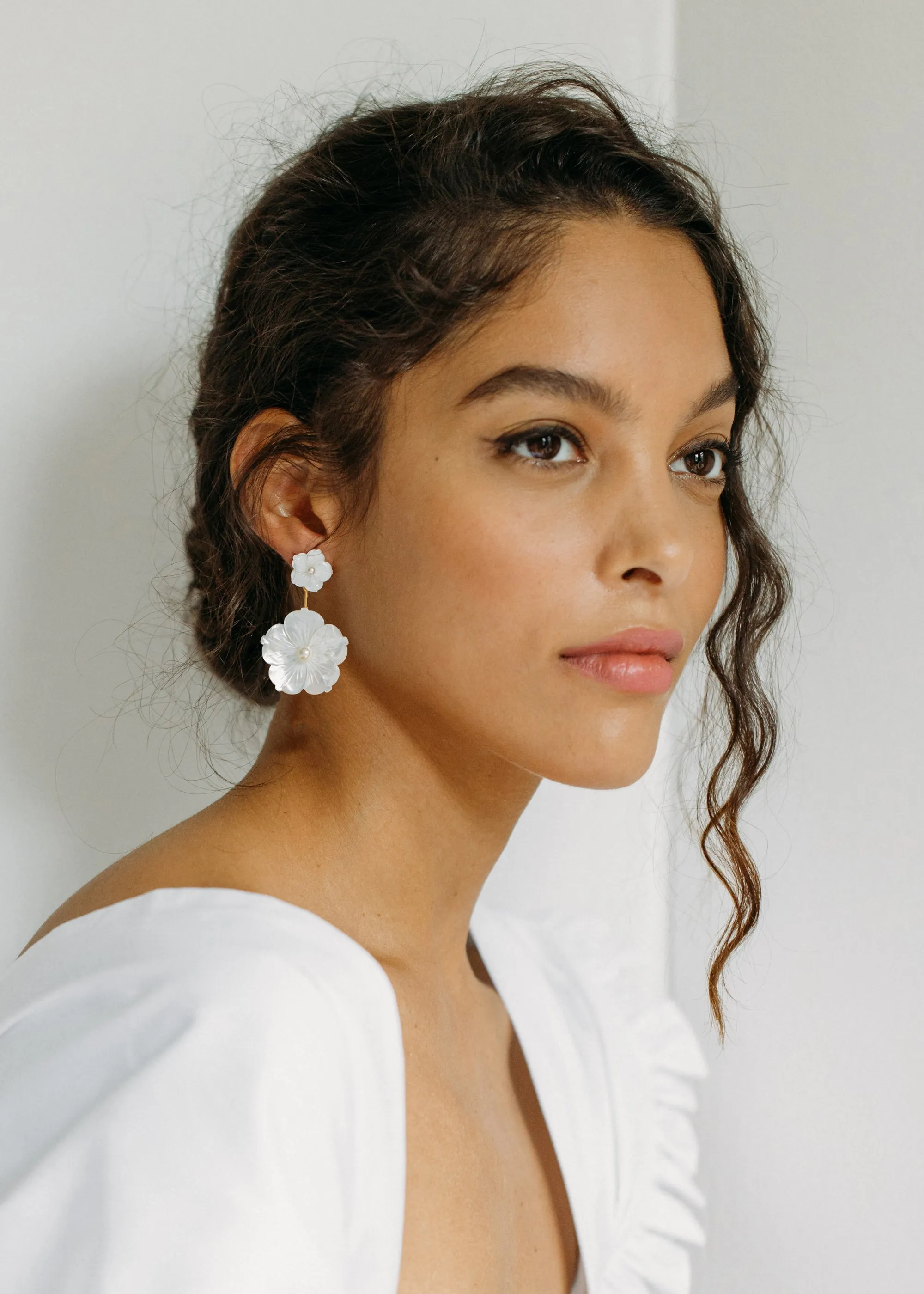 Zinnia Earrings -- Mother of Pearl